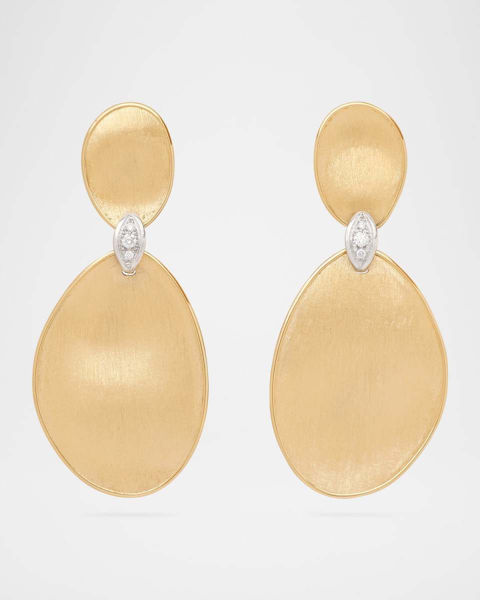 18K Gold Lunaria Large Two-Drop Earrings with Diamonds
